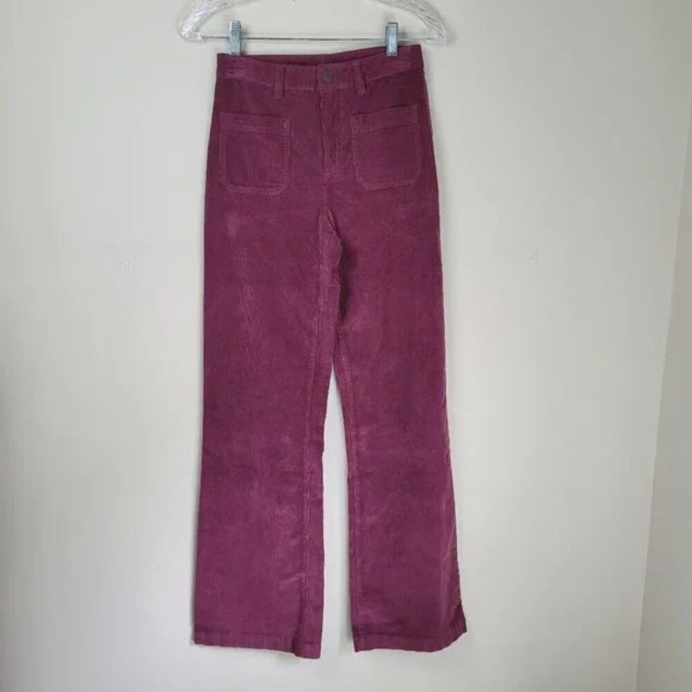 Faherty Maroon Banner Stretch Corduroy Wide Leg Pants - Picture 6 of 14